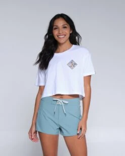 Salty Crew Tippet Tropic White Crop Tee