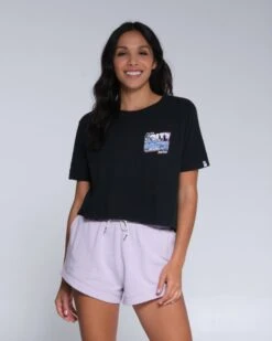 Salty Crew Ahoy Faded Black Crop Boyfriend Tee