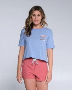 Salty Crew Ahoy Marine Blue Crop Boyfriend Tee
