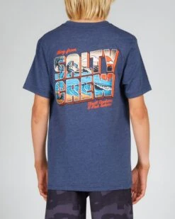 Salty Crew Greetings Boys Navy Heather S/S Tee
