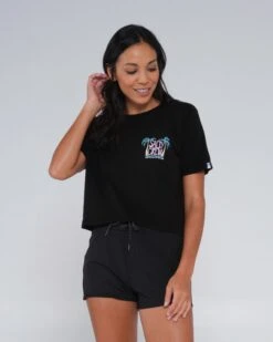 Salty Crew Postcard Black Crop Tee