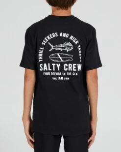 Salty Crew Lateral Line Boys Black S/S Tee