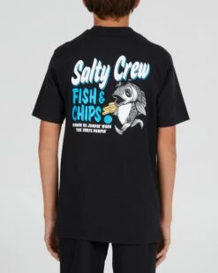 Salty Crew Fish & Chips Boys Black S/S Tee