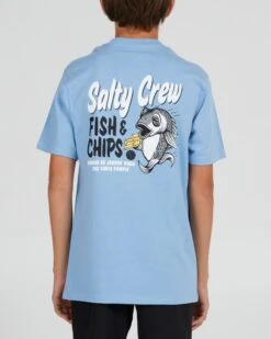 Salty Crew Fish & Chips Boys Marine Blue S/S Tee