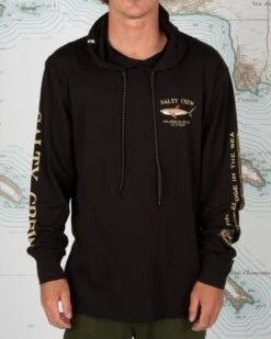 Salty Crew Bruce Black Hood Tech Tee