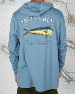 Salty Crew El Dorado Harbor Blue Hood Tech Tee -Salty Crew 20135236 HARBOR OMBACK
