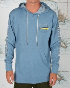 Salty Crew El Dorado Harbor Blue Hood Tech Tee