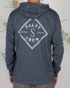 Salty Crew Tippet Navy Pocket Hood Tech Tee -Salty Crew 20135237 NVY OMBACK