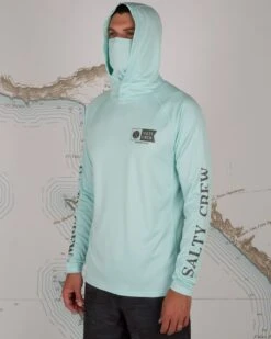 Salty Crew Alpha Flag Sea Foam Pinnacle + Mask Sunshirt -Salty Crew 20135314 SEAFOAM OMSIDELEFT