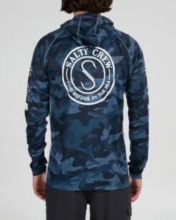Salty Crew Palomar Blue Camo Pinnacle + Hood Sunshirt -Salty Crew 20135315 BLUCMO OMBACK