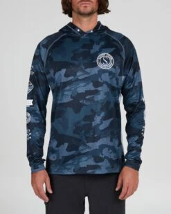 Salty Crew Palomar Blue Camo Pinnacle + Hood Sunshirt
