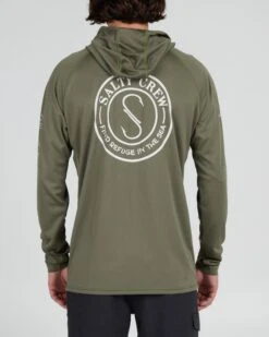 Salty Crew Palomar Olive Pinnacle + Hood Sunshirt -Salty Crew 20135315 OLV OMBACK