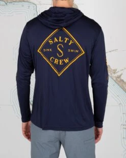 Salty Crew Tippet Navy Hood Sunshirt -Salty Crew 20135323 NVY OMBACK