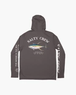 Salty Crew Ahi Mount Charcoal Hood Sunshirt -Salty Crew 20135325 CHARCOAL BACK