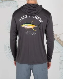 Salty Crew Ahi Mount Charcoal Hood Sunshirt -Salty Crew 20135325 CHARCOAL OMBACK