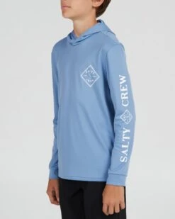 Salty Crew Tippet Boys Marine Blue Hood Sunshirt -Salty Crew 20135345Y MRBLU OMSIDELEFT