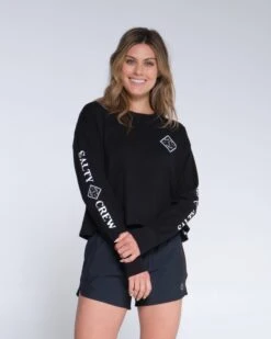 Salty Crew Optical Tippet Black L/S Crop Tee