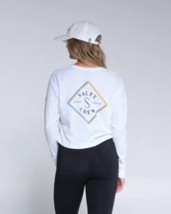 Salty Crew Optical Tippet White L/S Crop Tee -Salty Crew 20135389W WHT 2