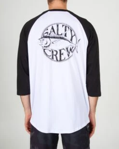 Salty Crew Tuna Time Athletic White/Black L/S Baseball Tee