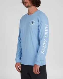 Salty Crew Rooster Marine Blue L/S Premium Tee -Salty Crew 20135421 MRBLU OMSIDELEFT