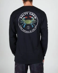 Salty Crew Blue Crabber Black L/S Premium Tee -Salty Crew 20135422 BLK OMBACK