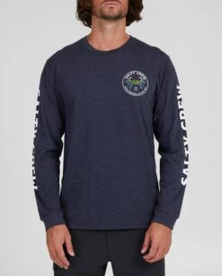 Salty Crew Blue Crabber Navy Heather L/S Premium Tee