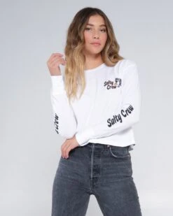 Salty Crew Fish N Chips White L/S Crop Tee -Salty Crew 20135451W WHT 3