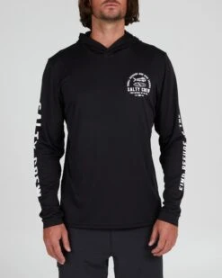 Salty Crew Lateral Line Black Hood Sunshirt