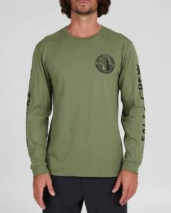 Salty Crew In Fishing We Trust Sage Green L/S Premium Tee
