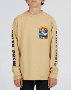 Salty Crew Beach Day Boys Camel L/S Tee