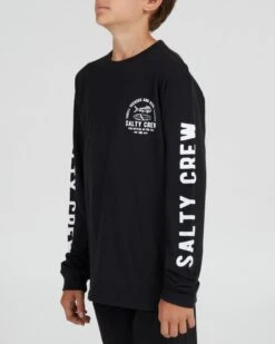 Salty Crew Lateral Line Boys Black L/S Tee -Salty Crew 20135461Y BLK OMSIDELEFT