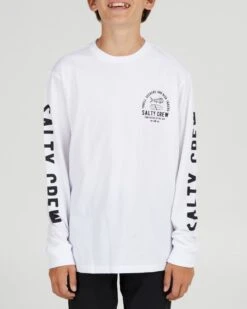 Salty Crew Lateral Line Boys White L/S Tee