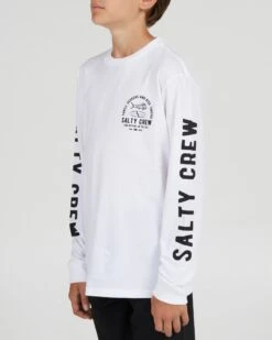 Salty Crew Lateral Line Boys White L/S Tee -Salty Crew 20135461Y WHT OMSIDELEFT