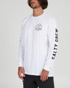 Salty Crew Lateral Line White L/S Standard Tee -Salty Crew 20135461 WHT OMSIDELEFT