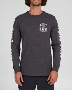 Salty Crew Fishery Charcoal Heather L/S Standard Tee -Salty Crew 20135462 CHARHEA OMFRONT