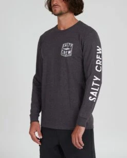 Salty Crew Fishery Charcoal Heather L/S Standard Tee -Salty Crew 20135462 CHARHEA OMSIDELEFT