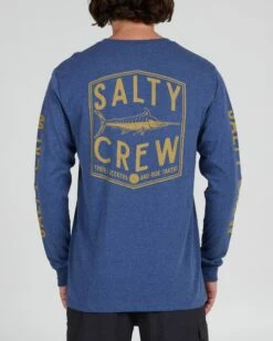 Salty Crew Fishery Navy Heather L/S Standard Tee