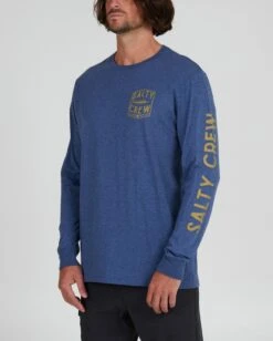Salty Crew Fishery Navy Heather L/S Standard Tee -Salty Crew 20135462 NVYHEA OMSIDELEFT