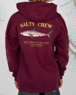 Salty Crew Bruce Boys Burgundy Hood Fleece