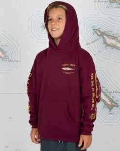 Salty Crew Bruce Boys Burgundy Hood Fleece -Salty Crew 20335029Y BUR OMSIDELEFT