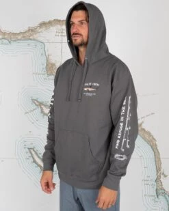 Salty Crew Bruce Charcoal Hood Fleece -Salty Crew 20335029 CHAR OMSIDELEFT