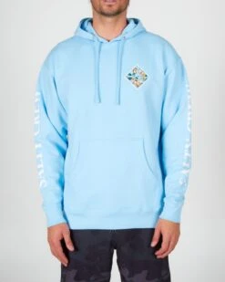 Salty Crew Tippet Lineup Light Blue Hood Fleece