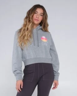 Salty Crew Summer Vibe Heather Grey Crop Hoody