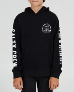 Salty Crew Lateral Line Boys Black Hooded Fleece