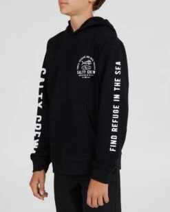 Salty Crew Lateral Line Boys Black Hooded Fleece -Salty Crew 20335251Y BLK OMSIDELEFT