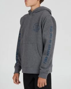 Salty Crew Lateral Line Boys Gunmetal Heather Hooded Fleece -Salty Crew 20335251Y GUNHEA OMSIDELEFT