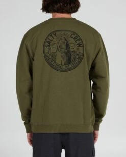 Salty Crew In Fishing We Trust Army Crew Fleece