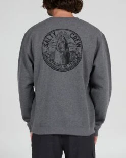 Salty Crew In Fishing We Trust Gunmetal Crew Fleece
