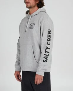 Salty Crew Fishing Charters Heather Grey Hood Fleece -Salty Crew 20335253 HEAGRY OMSIDELEFT