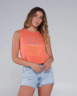 Salty Crew Fine Line Hot Coral Cropped Tank -Salty Crew 20635126W HCO 4